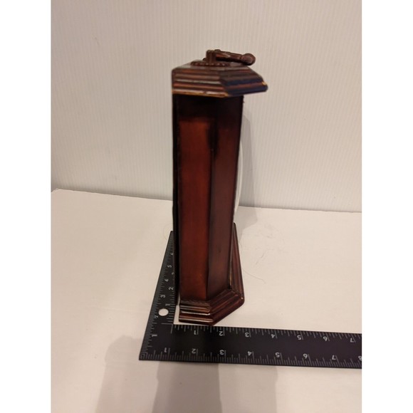 All Metal Handle Mantel Clock Safari  Wood design Back Secret Compartment Door - Picture 11 of 12